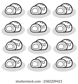 Seamless patern of Kue nastar or pineapple tart. illustration of Kue Lebaran from Indonesian traditional cookies for Eid Mubarak celebration. Nastar, Putri Salju, Kue Sagu and Kastengel.

