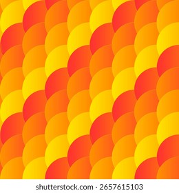 Patrón sin fisuras hecho de círculos superpuestos, tonos de colores cálidos - rojo, amarillo, naranja. Fondo geométrico interminable interesante moderno.