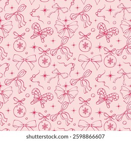 Seamless patern with pink bow