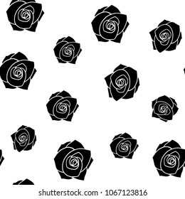 Seamless patern for prints, t-shirt design, lingerie, linen and textile. Black roses isolated pattern (without background).  EPS10