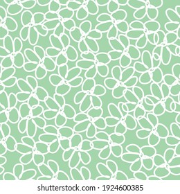 seamless patern vintage abstract. light green background. white outline of flowers . trend print for textiles and wallpaper.