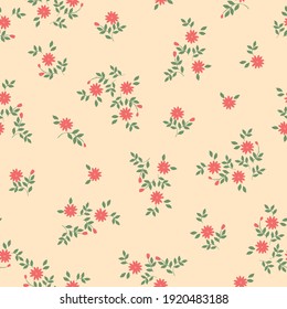 seamless patern vintage. light background. little red flowers . vector texture. trendy print for textiles and wallpaper.