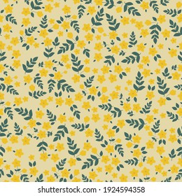 seamless patern vintage. light background. small yellow flowers . trend print for textiles and wallpaper.
