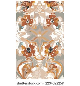 seamless patern vintage. teracotta background. white flower plant ornament. trend print for textiles and wallpaper.