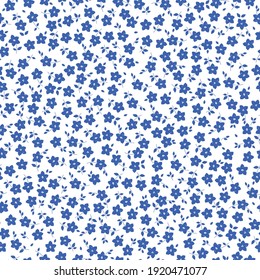 seamless patern vintage. white background. small blue flowers . vector texture. trendy print for textiles and wallpaper.