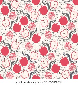 Seamless patern for wrapping paper present of Rosh hashanah. Jewish New Year holiday.