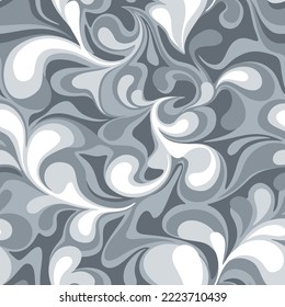 Seamless patetrn with abstract curly drop texture. Floral endless marble camo ornament. Vector background.