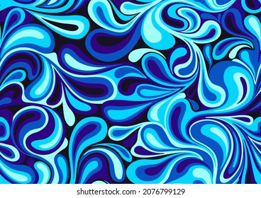 Seamless patetrn with abstract curly drops. Floral endless camo ornament texture. Vector background.