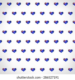 Seamless patriotic background with Australia flag glossy heart shapes.Vector illustration.