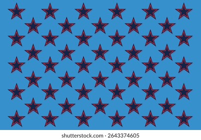 Seamless patriotic Stars and Stripes geometric pattern, illustration for USA flag-inspired design and decoration.