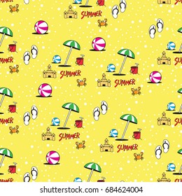 Seamless patten with Bird sanda sand crab. vector illustration