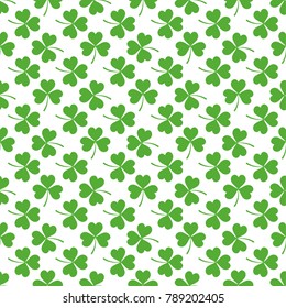 Seamless patten with clover.Pattern included in swatch panel.Vector background.