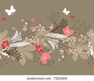 Seamless Patten With Forest Flowers And Plants