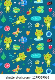 Seamless patten with frogs
