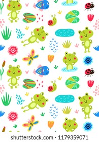 Seamless patten with frogs
