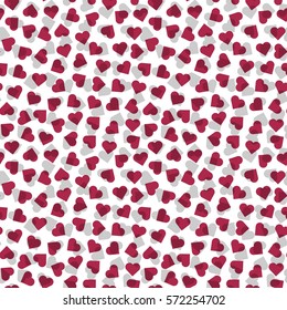 Seamless patten from many random oriented hearts. Modern romantic background for web design