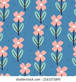 seamless patter cartoon flower and leaves. plant wallpaper