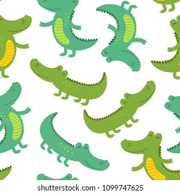 seamless patter with funny crocodile