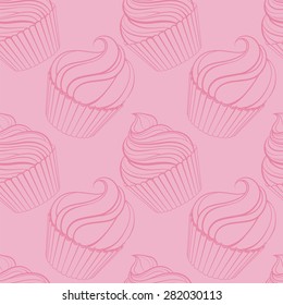 seamless patter with funny cupcakes