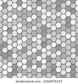 Seamless patter from grey, silver hexagon with shadow. Geometric texture. Abstract mosaic background. Vector illustration for web, print, card, party, design, flyer, poster, banner, web, advertising