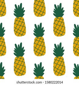 Seamless patter with juicy pineapple. Vector illustration. 