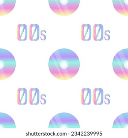 Seamless pattern 00s y2k disk cd dvd
