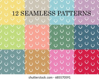 Seamless pattern. 12 Seamless image. Beautiful colors stripe heart. Use for backgrounds, wall paper, tile floor, fabric, books, and anything else that you want.