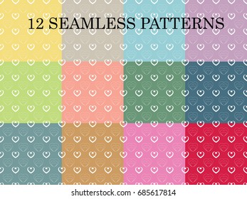Seamless pattern. 12 Seamless image. Beautiful colors stripe heart. Use for backgrounds, wall paper, tile floor, fabric, books, and anything else that you want.