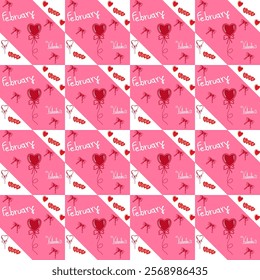 Seamless pattern. 14 February, happy day , cloth pattern, gift wrapping paper, Valentine's Day, vector