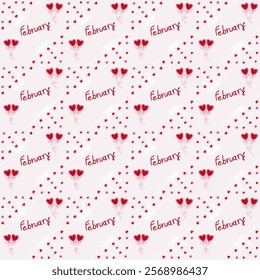 Seamless pattern. 14 February, happy day , cloth pattern, gift wrapping paper, Valentine's Day, vector