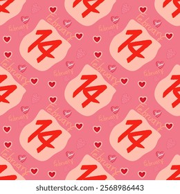 Seamless pattern. 14 February, happy day , cloth pattern, gift wrapping paper, Valentine's Day, vector