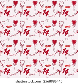 Seamless pattern. 14 February, happy day , cloth pattern, gift wrapping paper, Valentine's Day, vector