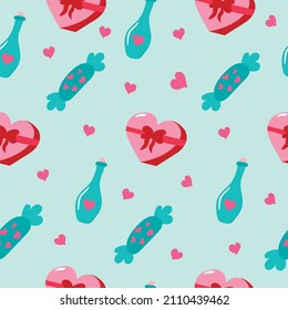 Seamless pattern, 14 February. For printing, wrapping paper, background