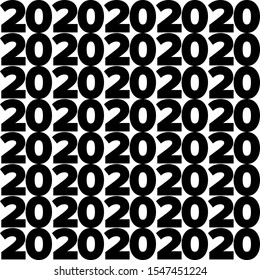 Seamless pattern of 2020 silhouettes. Repetitive pattern of 2020. continuously repeating 2020 numbers on transparent background. EPS 10.