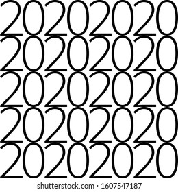 Seamless pattern of 2020 silhouettes. Repetitive pattern of 2020. continuously repeating 2020 numbers on transparent background. EPS 10.