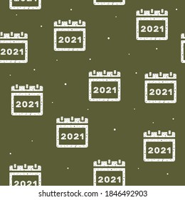 Patrón incomparable del calendario 2021 en un estilo plano sobre un fondo verde.