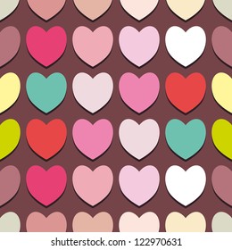Seamless pattern with 2d colorful hearts, Valentine's Day Wrapping Paper .vector illustration