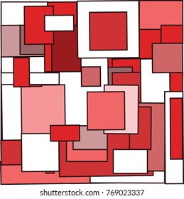 Seamless pattern of the 2d square. Red&white background