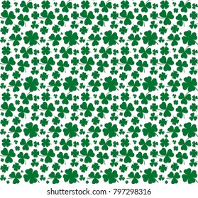 Seamless Pattern. 3 and 4 leaved clover. St Patrick's day. Transparent Shadow