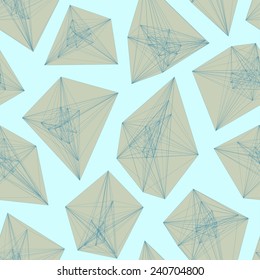 Seamless pattern of  3D  asymmetric abstract objects. Vector design.