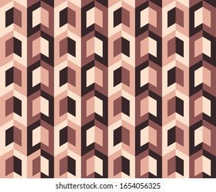 Seamless pattern with 3d color effect. Optical illusion effect. Parallelogram element in dark red brown and light orange color, for fabric,T-shirt,textile,wrapping cloth, silk scarf,bandana,swimwear.
