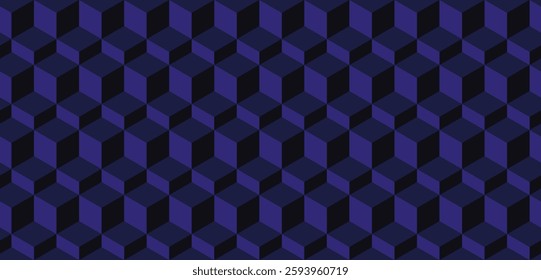 Seamless pattern with 3d cube and cuboid shapes. Vector geometric background