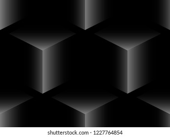 Seamless pattern 3d cubes isometric. Geometric cubic background gray shades. Vector illustration