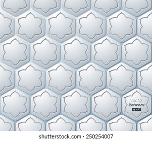 Seamless pattern of 3d geryscale hexagon elements