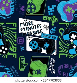 Seamless  pattern with 3D joysticks. gaming cool print for boys and girls. Suitable for textiles, sportswear, web
