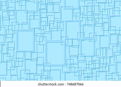 Seamless pattern of the 3d windows. Effect of the embossing on the blue background