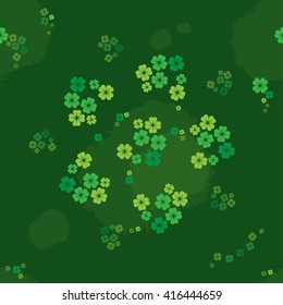 Seamless pattern 4 leaves clover on the green grasses meadow