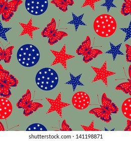 Seamless pattern for 4th of July, American Independence Day.