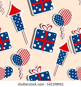 Padrão contínuo para 4 de julho, Dia da Independência Americana.