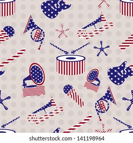 Seamless pattern for 4th of July, American Independence Day.